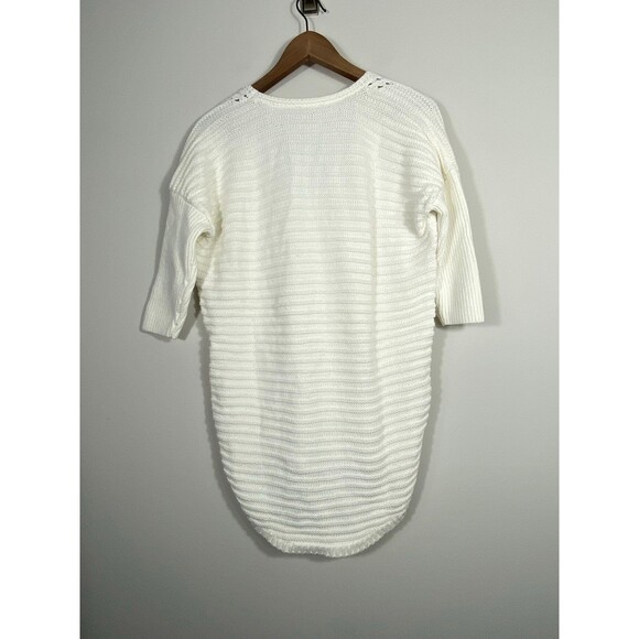 Express White Cable Knit V-Neck Sweater Tunic – Size small - Picture 2 of 5